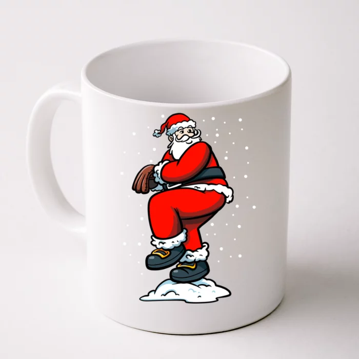 Xmas Pitcher Santa Claus Christmas Baseball Funny Gift Front & Back Coffee Mug