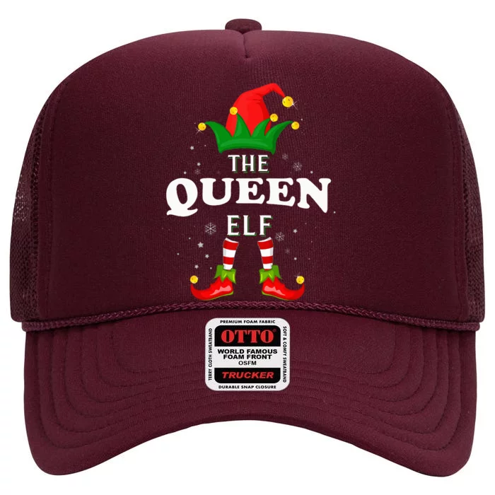 Xmas Queen Elf Family Matching Christmas Pajama High Crown Mesh Trucker Hat