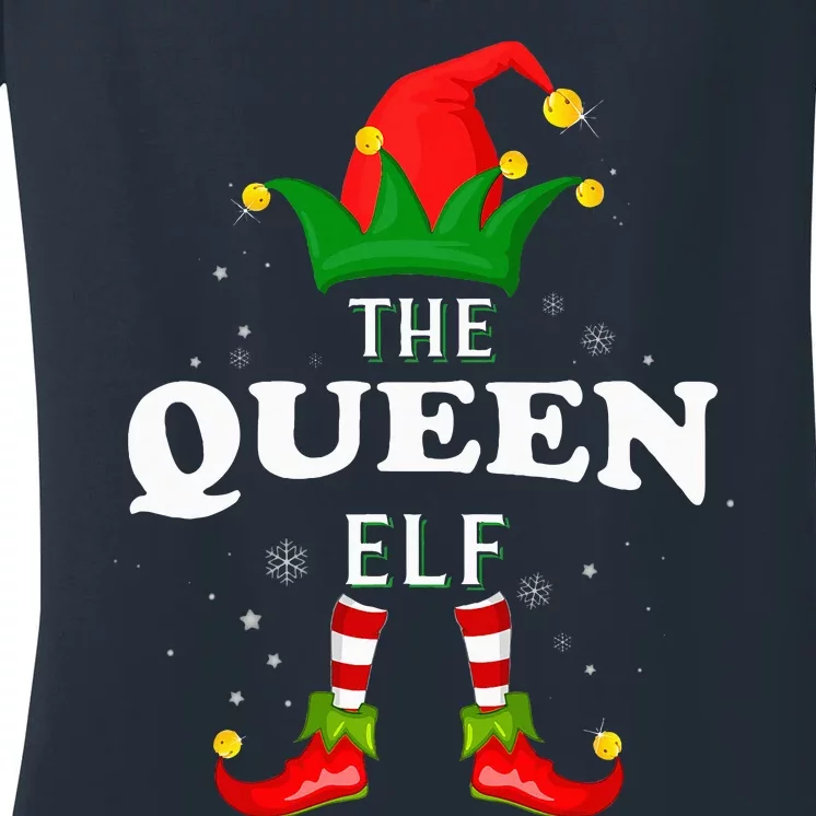 Xmas Queen Elf Family Matching Christmas Pajama Women's V-Neck T-Shirt