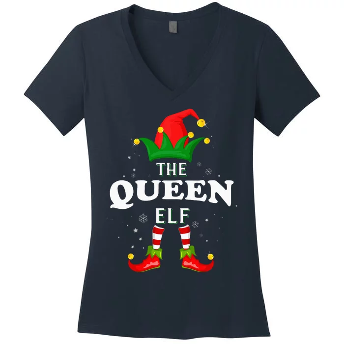 Xmas Queen Elf Family Matching Christmas Pajama Women's V-Neck T-Shirt