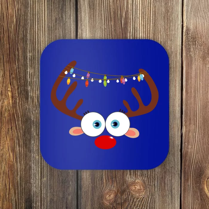 Xmas Reindeer Funny Matching Family Reindeer Face Gift Coaster