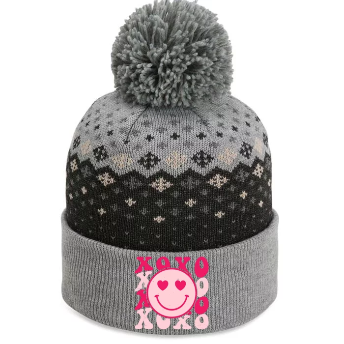 Xoxo Retro Groovy Valentines Day Smile The Baniff Cuffed Pom Beanie