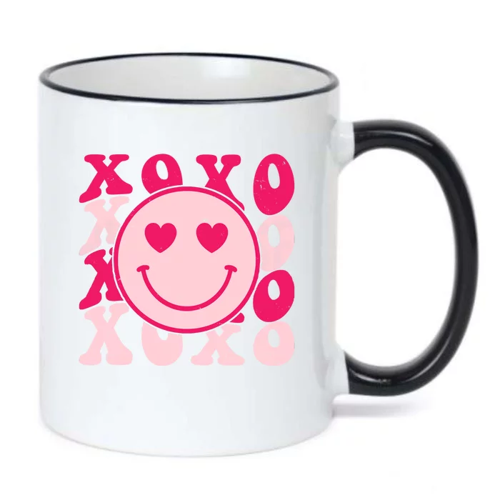 Xoxo Retro Groovy Valentines Day Smile Black Color Changing Mug