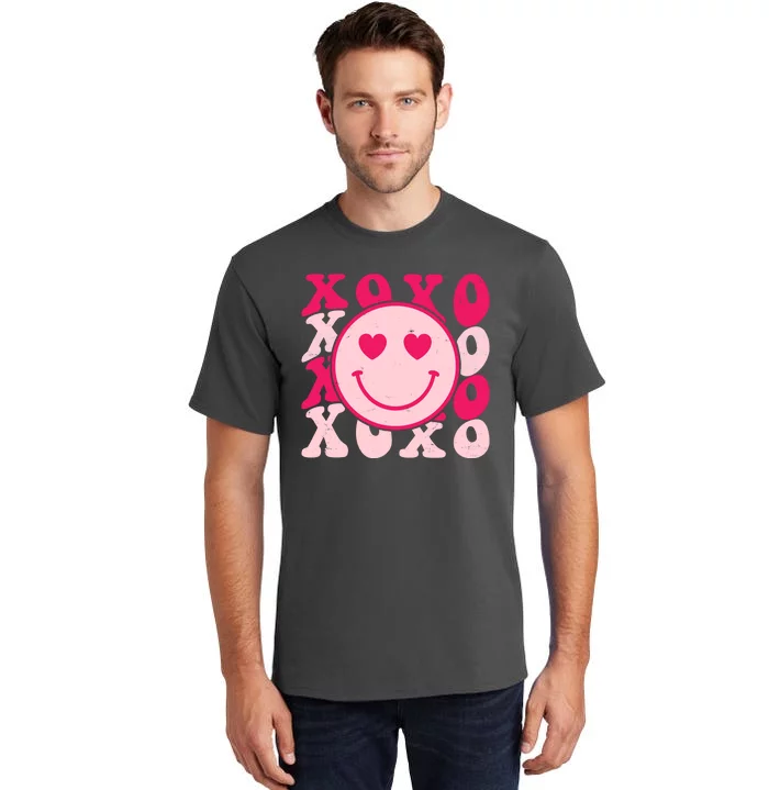 Xoxo Retro Groovy Valentines Day Smile Tall T-Shirt