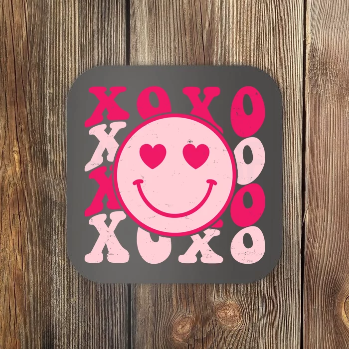 Xoxo Retro Groovy Valentines Day Smile Coaster