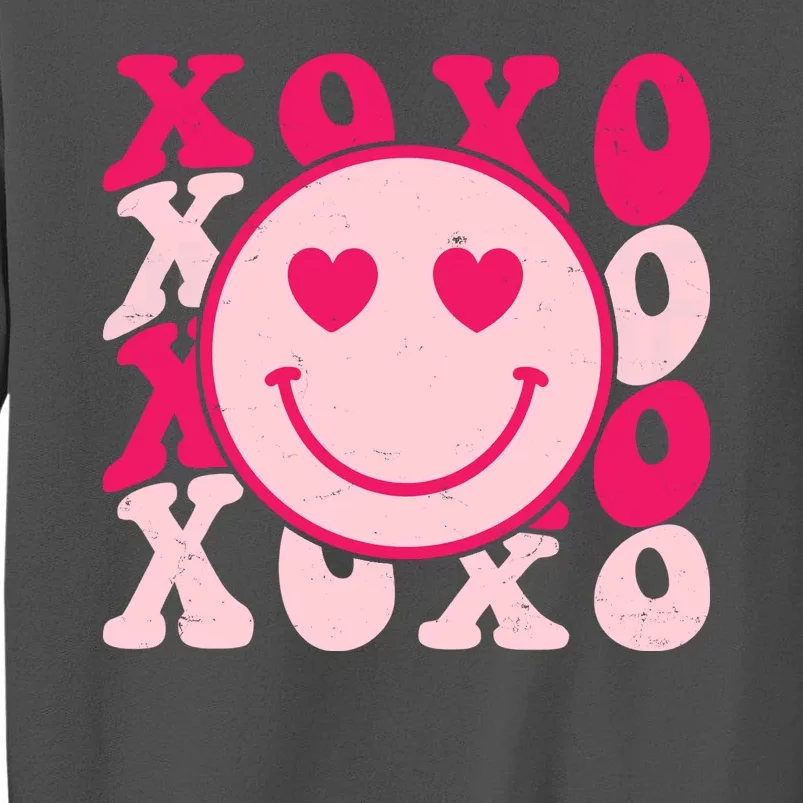 Xoxo Retro Groovy Valentines Day Smile Tall Sweatshirt