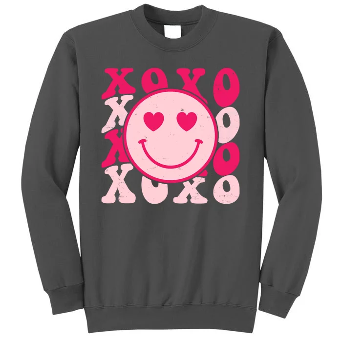 Xoxo Retro Groovy Valentines Day Smile Tall Sweatshirt