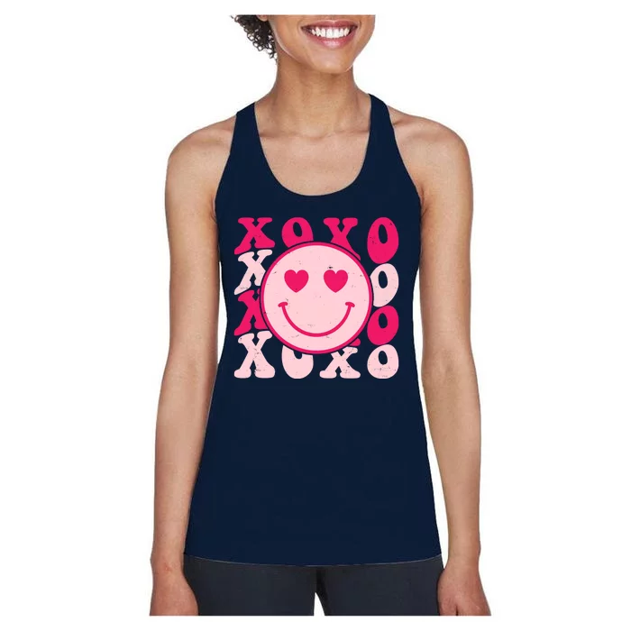 Xoxo Retro Groovy Valentines Day Smile Women's Racerback Tank