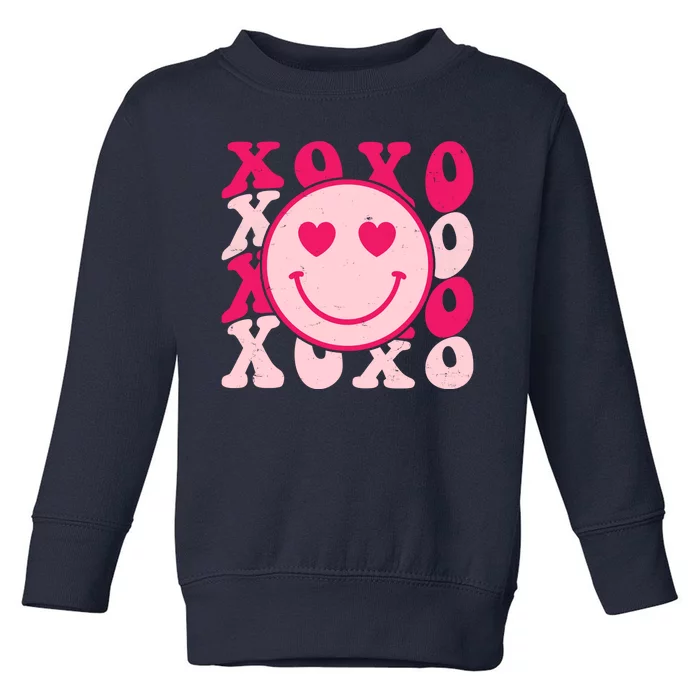 Xoxo Retro Groovy Valentines Day Smile Toddler Sweatshirt