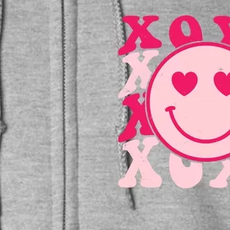 Xoxo Retro Groovy Valentines Day Smile Full Zip Hoodie