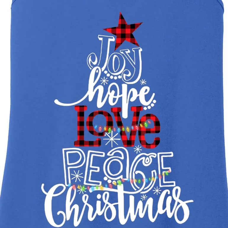 Xmas Red Leopard Buffalo Joy Hope Love Peace Christmas Light Gift Ladies Essential Tank