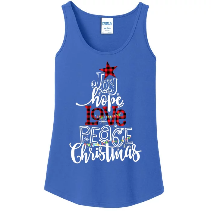 Xmas Red Leopard Buffalo Joy Hope Love Peace Christmas Light Gift Ladies Essential Tank