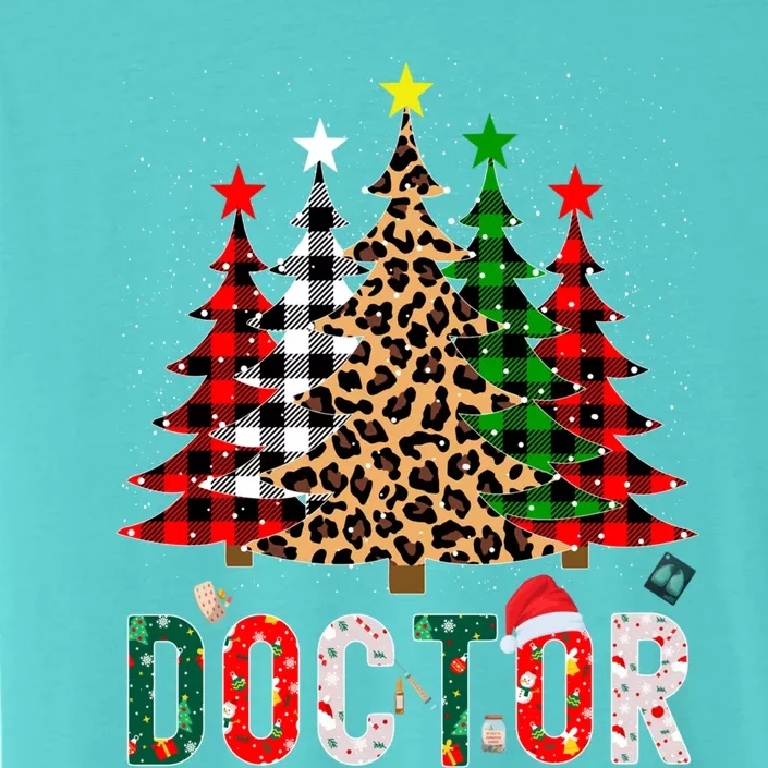 Xmas Santa Doctor Leopard Plaid Print Christmas Trees Gift ChromaSoft Performance T-Shirt