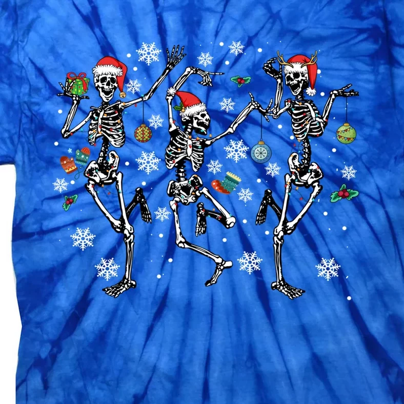 Xmas Skeleton Dancing Christmas Lights Xmas Ornat Gift Tie-Dye T-Shirt