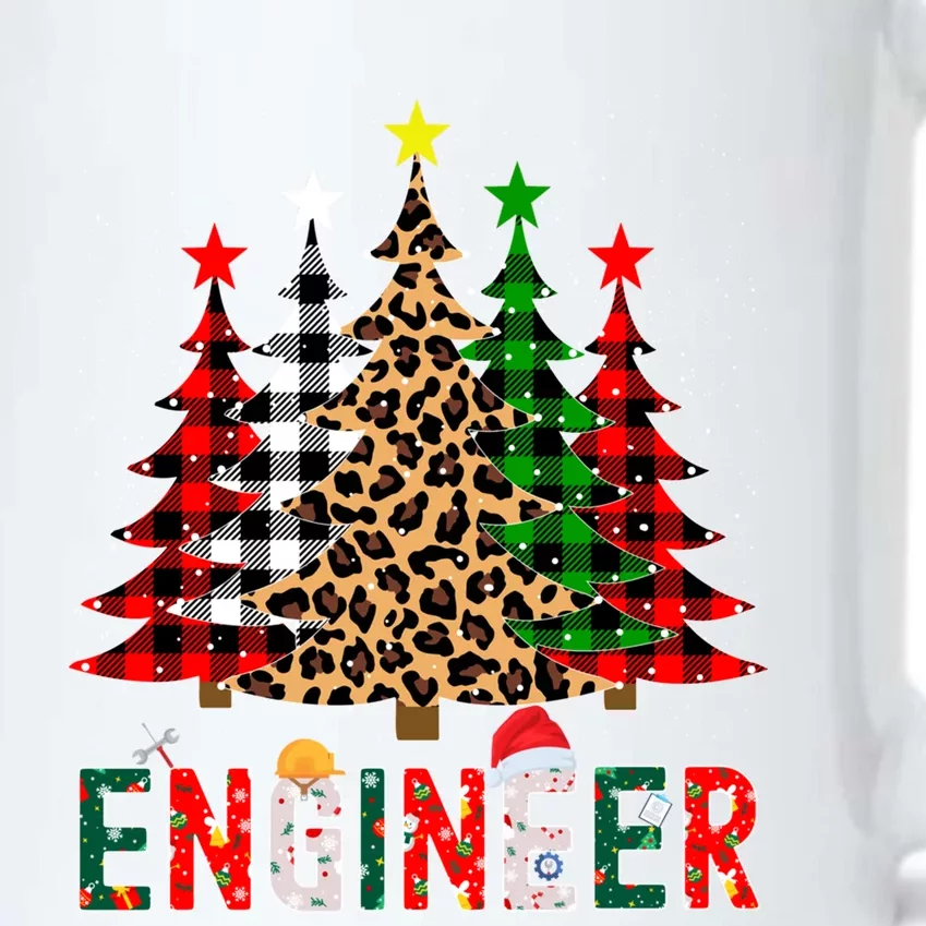 Xmas Santa Engineer Leopard Plaid Print Christmas Trees Gift Black Color Changing Mug