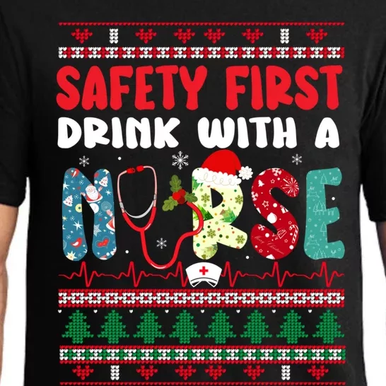 Xmas Safety First With A Nurse Ugly Christmas Gift Pajama Set