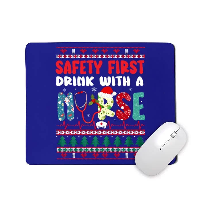 Xmas Safety First With A Nurse Ugly Christmas Gift Mousepad