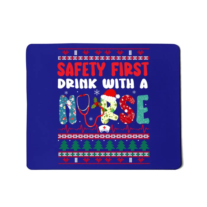 Xmas Safety First With A Nurse Ugly Christmas Gift Mousepad