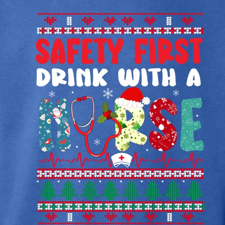 Xmas Safety First With A Nurse Ugly Christmas Gift Toddler Hoodie