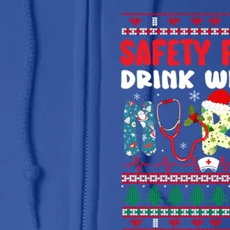 Xmas Safety First With A Nurse Ugly Christmas Gift Full Zip Hoodie