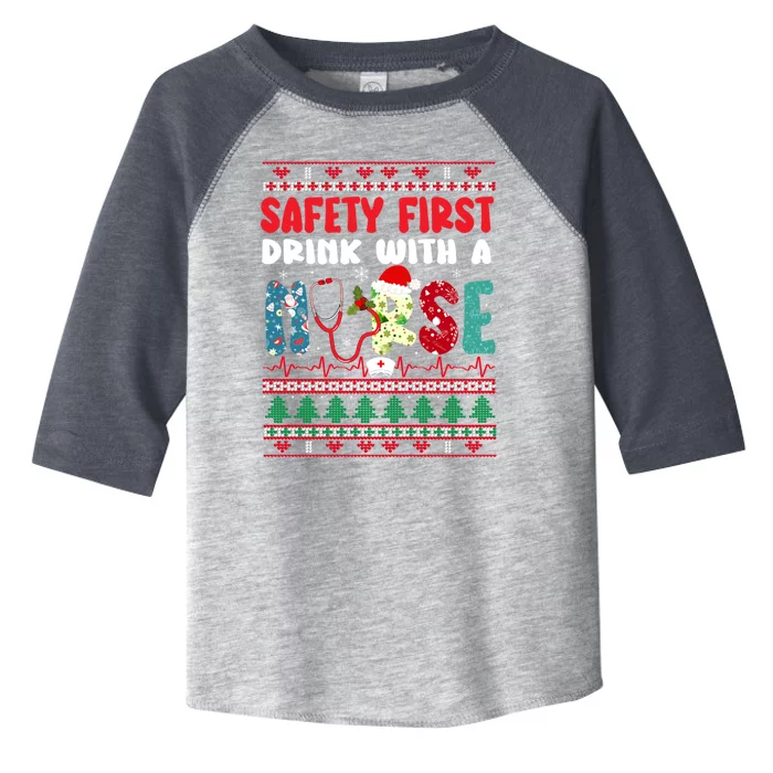 Xmas Safety First With A Nurse Ugly Christmas Gift Toddler Fine Jersey T-Shirt