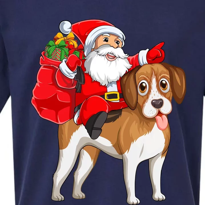 Xmas Squad Funny Santa Riding Beagle Dog Christmas Great Gift Sueded Cloud Jersey T-Shirt