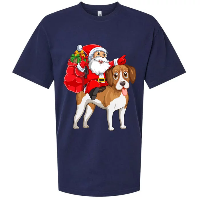 Xmas Squad Funny Santa Riding Beagle Dog Christmas Great Gift Sueded Cloud Jersey T-Shirt