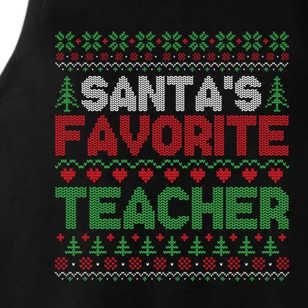 Xmas SantaS Favorite Teacher Funny Ugly Christmas Sweater Funny Gift Ladies Tri-Blend Wicking Tank