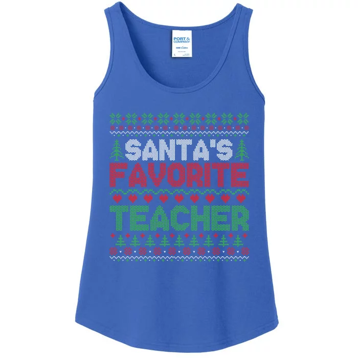 Xmas SantaS Favorite Teacher Funny Ugly Christmas Sweater Funny Gift Ladies Essential Tank