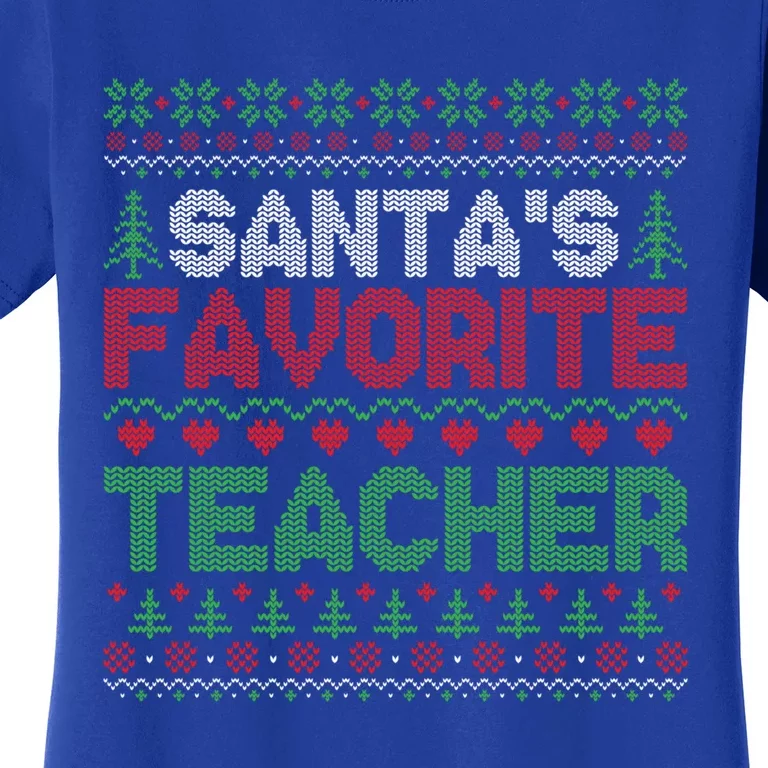 Xmas SantaS Favorite Teacher Funny Ugly Christmas Sweater Funny Gift Women's T-Shirt