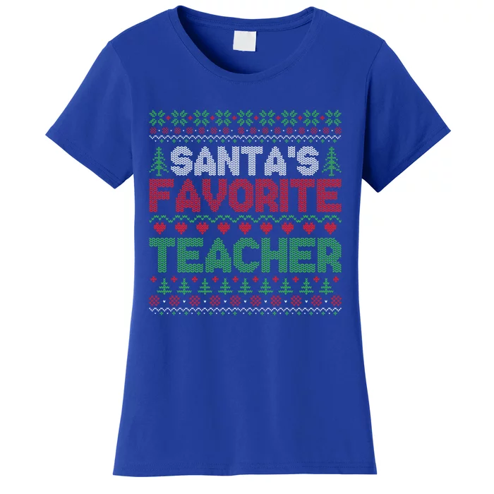 Xmas SantaS Favorite Teacher Funny Ugly Christmas Sweater Funny Gift Women's T-Shirt