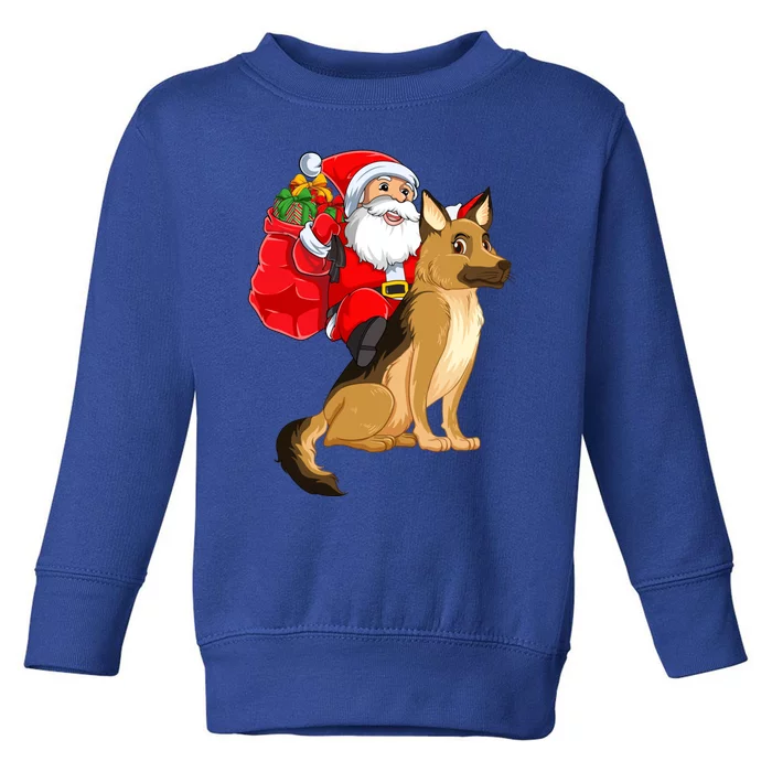 Xmas Squad Funny Santa Riding Ger Shepherd Dog Christmas Funny Gift Toddler Sweatshirt