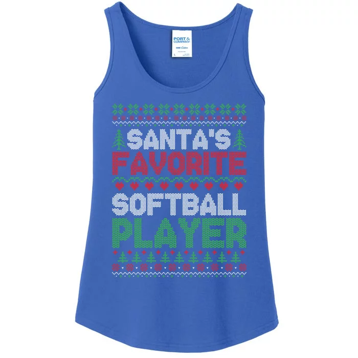 Xmas SantaS Favorite Softball Player Ugly Christmas Sweater Great Gift Ladies Essential Tank