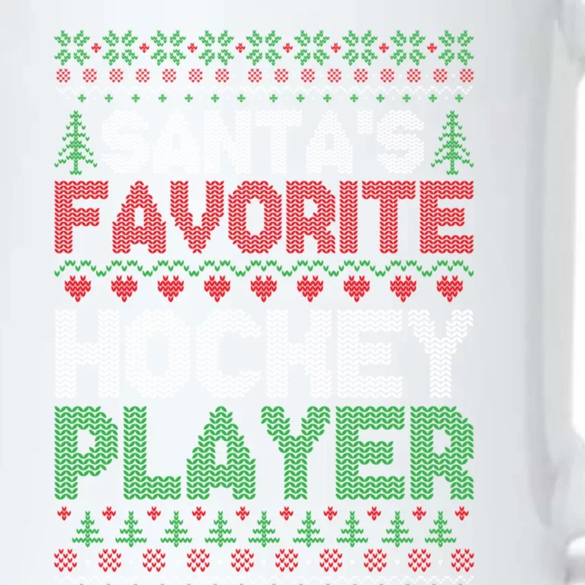 Xmas Santas Favorite Hockey Player Ugly Christmas Sweater Gift Black Color Changing Mug