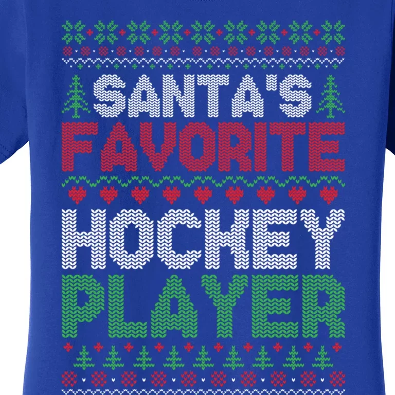 Xmas Santas Favorite Hockey Player Ugly Christmas Sweater Gift Women's T-Shirt