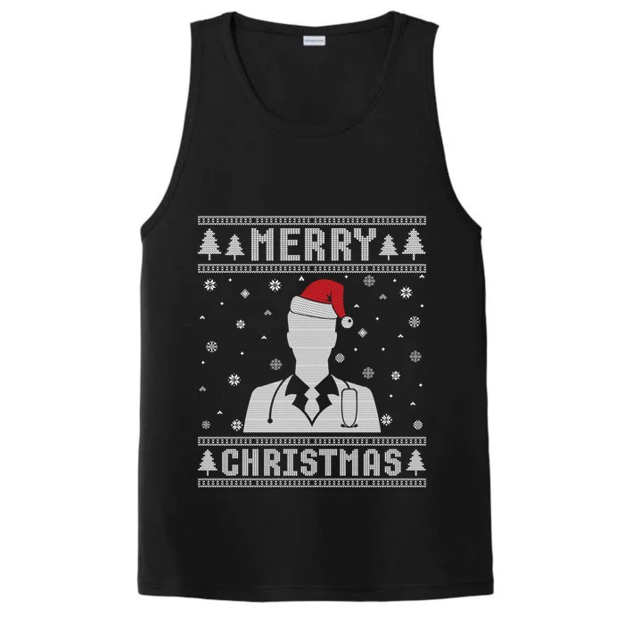 Xmas Santa Hat Doctor Design Funny Ugly Christmas Sweater Gift Performance Tank