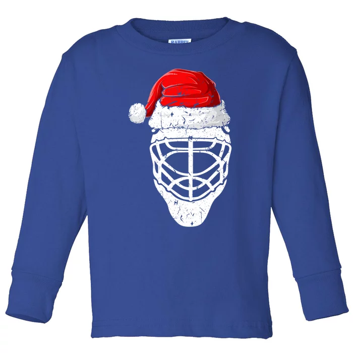 Xmas Santa Hat Christmas Ice Hockey Gift Toddler Long Sleeve Shirt