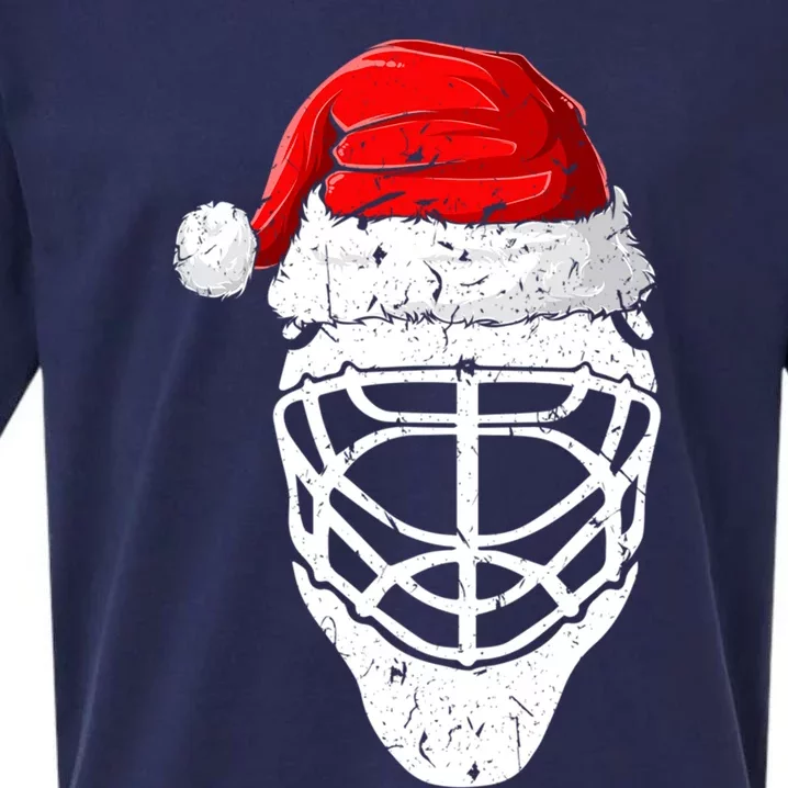 Xmas Santa Hat Christmas Ice Hockey Gift Sueded Cloud Jersey T-Shirt