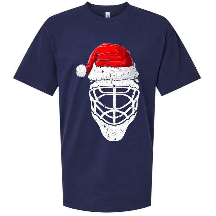 Xmas Santa Hat Christmas Ice Hockey Gift Sueded Cloud Jersey T-Shirt