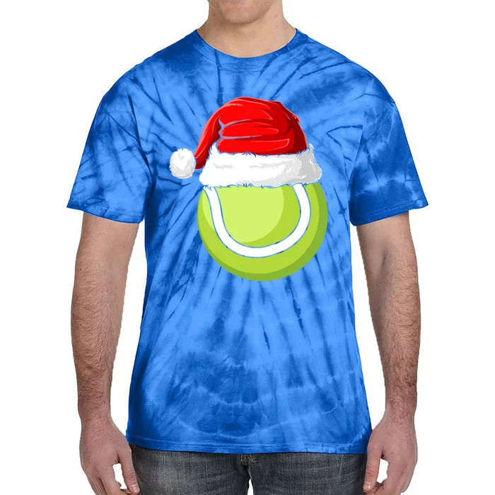 Xmas Santa Hat Christmas Tennis Funny Gift Tie-Dye T-Shirt