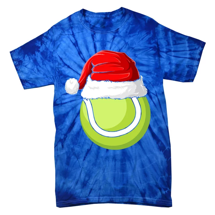 Xmas Santa Hat Christmas Tennis Funny Gift Tie-Dye T-Shirt