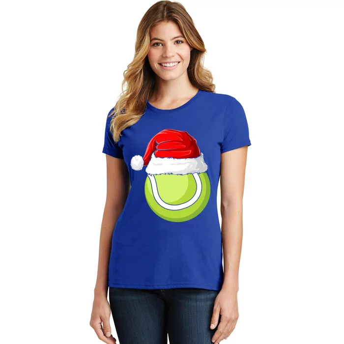 Xmas Santa Hat Christmas Tennis Funny Gift Women's T-Shirt