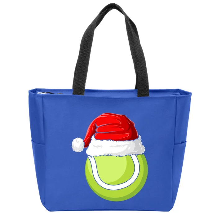 Xmas Santa Hat Christmas Tennis Funny Gift Zip Tote Bag