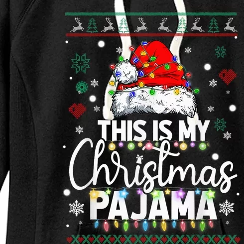 Xmas Santa Hat This Is My Christmas Pajama Women's Fleece Hoodie