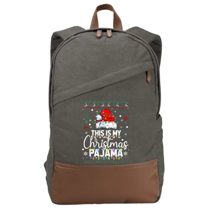 Xmas Santa Hat This Is My Christmas Pajama Cotton Canvas Backpack