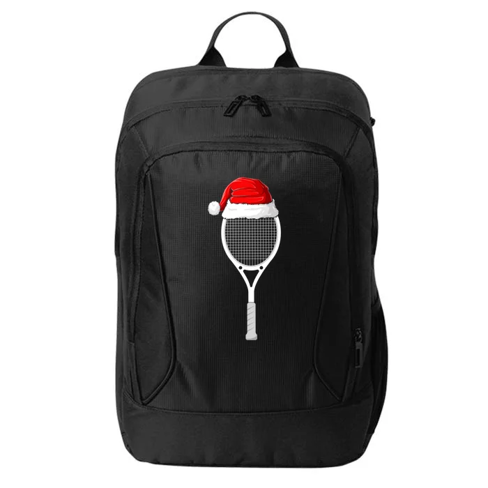 Xmas Santa Hat Tennis Racket Christmas Tennis Cool Gift City Backpack