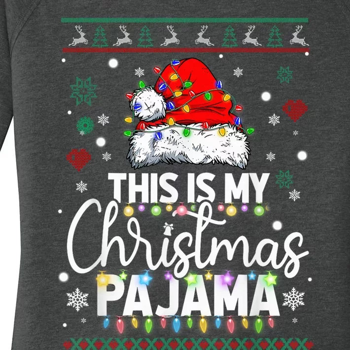 Xmas Santa Hat This Is My Christmas Pajama Women's Perfect Tri Tunic Long Sleeve Shirt