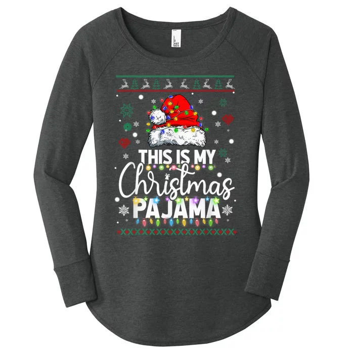 Xmas Santa Hat This Is My Christmas Pajama Women's Perfect Tri Tunic Long Sleeve Shirt