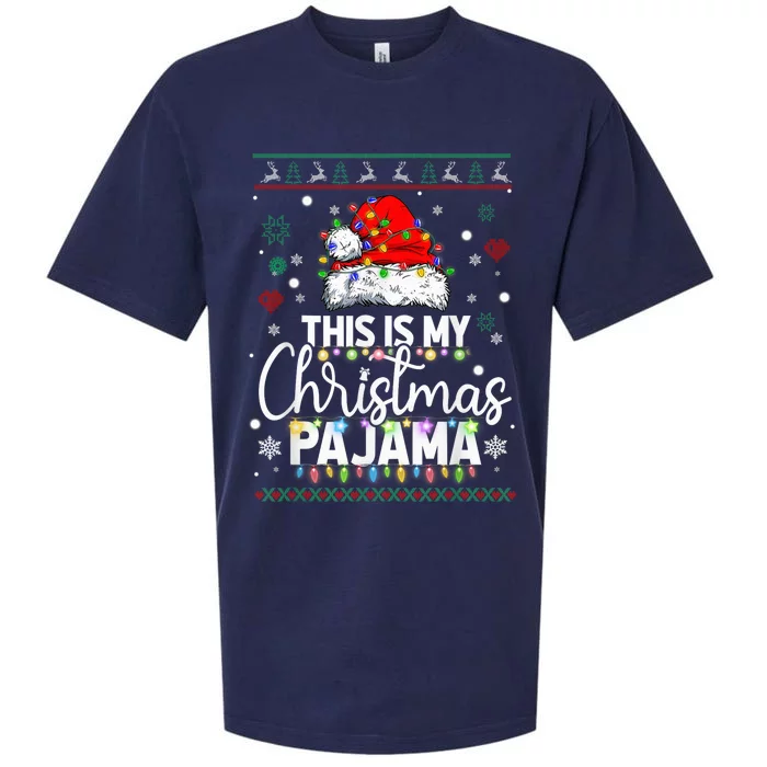 Xmas Santa Hat This Is My Christmas Pajama Sueded Cloud Jersey T-Shirt