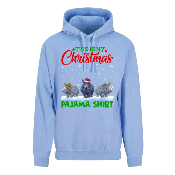 Xmas Santa Hat Reindeer Rhino Christmas Pajama Unisex Surf Hoodie